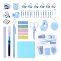 Mini Office Supply Kit, Blue Stapler with Staples and Tape Dispenser Set, Mini Stationary Kit Includes Sticky Notes Index Tabs Highlighters Gel Pens for Office & School (Blue)