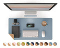 Dual-Sided Mouse Pad, Natural Cork & PU Leather Large Desk Pad for Office and Home Work, Desk Protector Non-Slip, Waterproof, Easy Clean (Blue Gray, 32"x16")