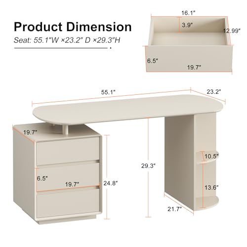Home Office Desk and Chair Set, Home Office Furniture Sets, Computer Desk with Drawers & Shelves, Ergonomic Office Chair with Footrest Mesh Home Office Desk Chair - view 3