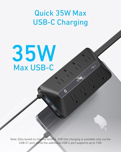 Power Strip, 900J Surge Protector, 35W Max - view 3
