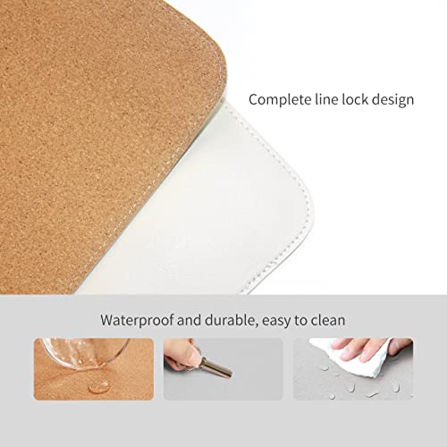 Dual-Sided Mouse Pad, Natural Cork & PU Leather Large Desk Pad for Office and Home Work, Desk Protector Non-Slip, Waterproof, Easy Clean (White, 36"x17") - view 3