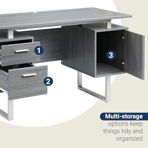 Office Desk with Storage Drawers and Cabinet 51.25” W - Modern Office Desk with Large Floating Desktop Surface - view 5