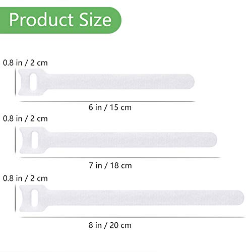 Reusable Cable Ties, 60 Pack Hook and Loop Cord Organizer Straps, White - view 2