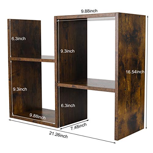Mass Desktop Bookshelf Freestanding Wooden Countertop Bookcase Accessories Organizer Display Rack Dorm Desk Storage Shelf - view 4
