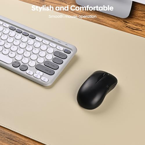 Leather Desk Pad Protector, Office Desk Mat, Large Mouse Pad, Non-Slip PU Leather Desk Blotter, Waterproof Computer Desk Writing Pad for Office and Home (Beige, 23.6" x 13.7") - view 4