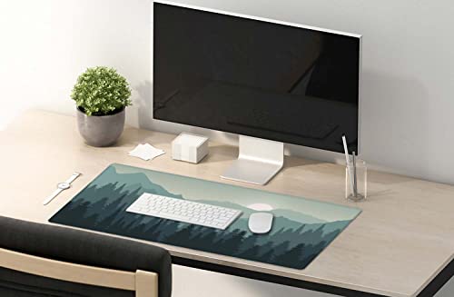 Sunset Mountains Landscape Green Desk Mat, Extra Large Desk Mat, Large Gaming Mouse Pad, Extended Mouse Pad, Gaming Keyboard Mat, Non-Slip Laptop Computer Keyboard Mousepad for Office and Home - view 5