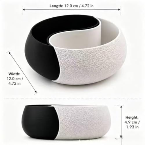 Double Compartment Jewelry Bowl, Black White Tray, Home Desk Holder - view 5