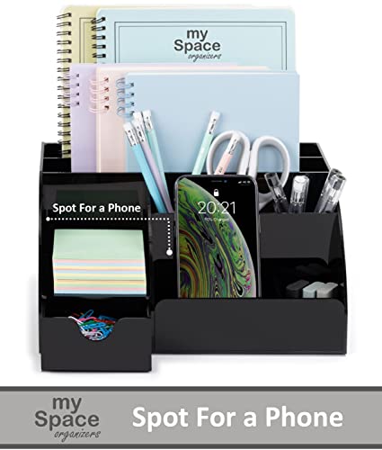 Black Desk Organizer with 9 Compartments - Desktop Office Supplies and Desk Accessories Organizer - view 2