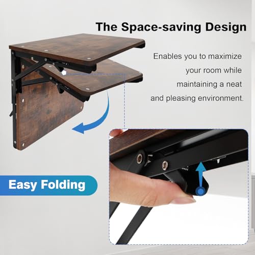 Folding Wall Desk for Small Space, 21.7Inches Wooden Floating Table - view 6