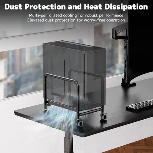 Computer Tower Stand Under Desk for Most Mid-Tower, Black - view 6