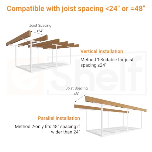 4x8ft Overhead Ceiling Garage Storage Rack, 750LBS Capacity, White - view 4