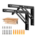 Matte Black Folding Shelf Brackets, 12 Inch, 2 Pack