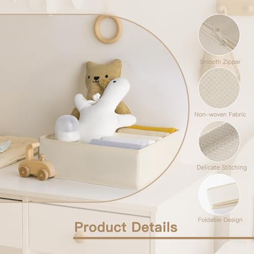 Drawer Organizer Clothes, 14 Pack Dresser Organizer for Baby Clothes, Underwear, Sock- Foldable Closet Organization and Storage Dividers Bins for Nursery, Bedroom and Dorm (Beige) - view 4