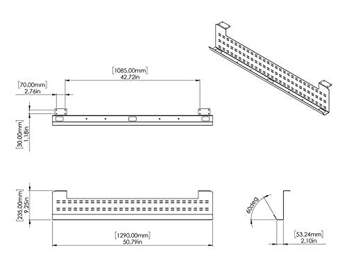 Stand Up Desk Store Under Desk Cable Management Tray Black Horizontal Computer Cord Raceway and Modesty Panel (Black, 51") - view 5