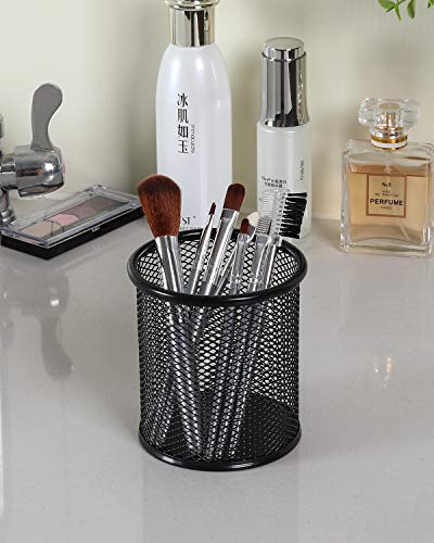 Pencil Holder for Desk, 2 Pack Metal Pen Organizer, Mesh Pencil Cup Organizer for Home, Office, Classroom, School, Black - view 6