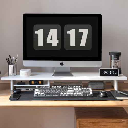 Bamboo Dual Monitor Stand Riser, 2-Tier Desk Shelf with Storage - view 2