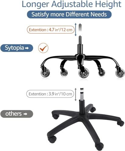 Office Chair Base Replacement Bundles, Heavy Duty 352LBs, Reinforced to Repair Swivel Gaming Chair Bottom Part with 5 Universal Premium Casters and 1 Gas Lift Cylinder(Matte Black) - view 4
