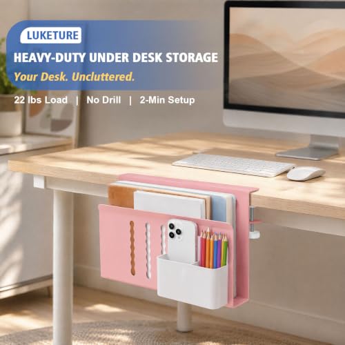 Desk Side Storage Laptop Holder No Drill Clamp On Organizer - view 2