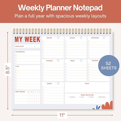 Undated Weekly Planner Notepad, 8.5" x11", Colorful Smiles - view 2