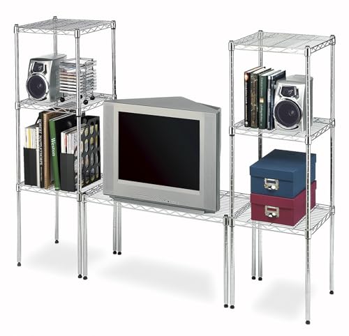 1 Tier Supreme Stacking Shelving Unit, Wire Metal Home Storage Organizer, 15" L x 14" W x 15" H, Chrome - view 4