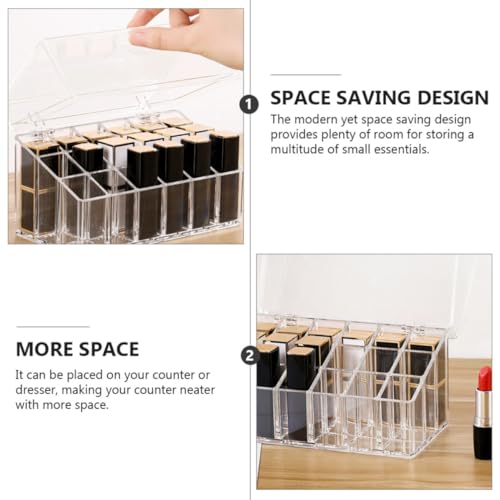 White Cosmetic Organizer Box, 18-slot Lipstick Storage Container - view 3