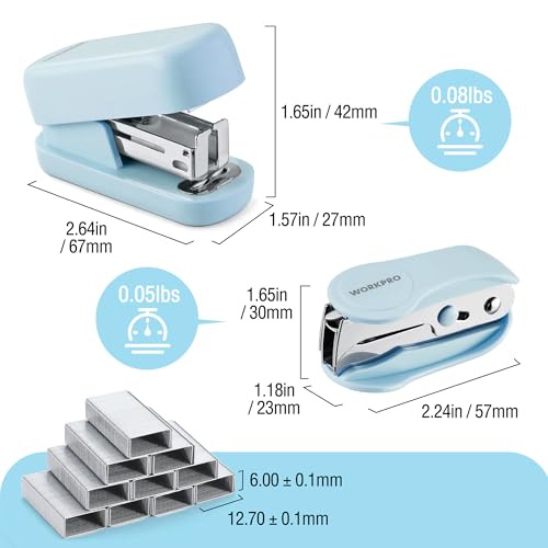 Mini Stapler with Staples, Blue Stapler with Remover, 2000 Staples - view 7