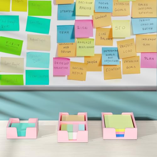 Acrylic Notepad Holder Dispenser - 3x3 in Sticky Note Memo Holder for Desk Organizer (W/O Pads) Office Desk Accessories School Supplies, Lightpink - view 3