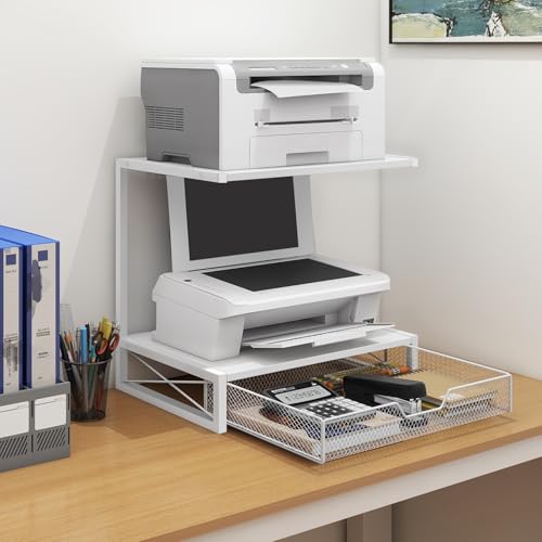 Printer Stand for Desk with Storage Drawer, 2 Tier Desk Shelf - view 2