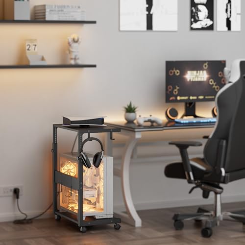 Computer Tower Stand with Power Outlet - 10-Level Height Adjustable - view 4