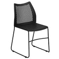 Hercules Series Contoured Lobby Chairs with Air-Vent Honeycomb Backs, Ergonomic Stacking Chairs for Offices, Set of 5, Black