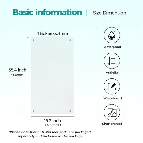 Clear Glass Desk Mat 20" x 36" Tempered Desk Protector Pad for Desktop Dry Erase Whiteboard Desk Cover for Wooden Craft Vanity Desk Topper, Extra Large - view 2