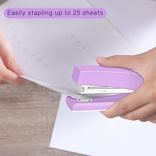 Stapler 25 Sheet Capacity with 1000 Staples and Staple Remover, Purple - view 3