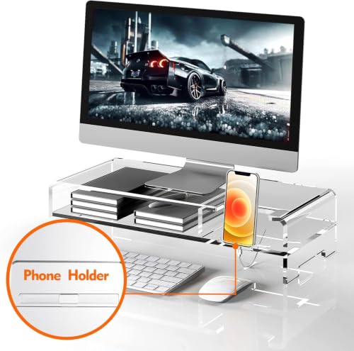 Acrylic Monitor Stand for Full Keyboard, 20" Wide 2-Tier - view 6