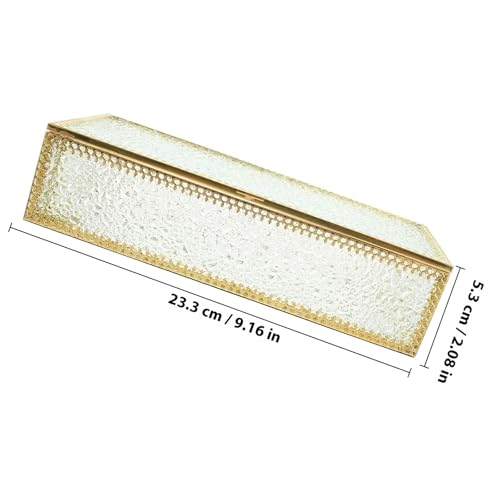 Rectangular Glass Jewelry Box and Easy Access Lid with Metal Frame - view 2