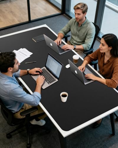 35.4" x 17" Large PU Leather Desk Mat for Keyboard and Mouse - Waterproof Non-Slip Desk Pad Protector for Office, Home, Writing Desk, Black - view 6