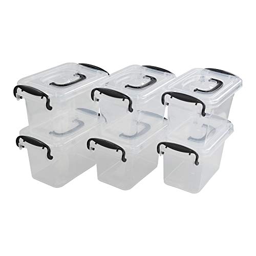 1.5 L Plastic Clear Storage Box, Multi-Purpose Bin with Lid, 6-Pack