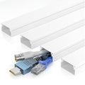 Cord Hider for Wall Mounted TV, 57in Paintable Cable Cover System, Self-Adhesive Cable Management Raceway Kit Hides 2-3 Wires, Baseboard Wire Hider Easy Installation, W 0.95 H 0.55in, White