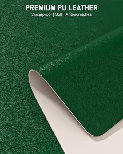 Desk Pad, 30" x 14" PU Leather Non-Slip Desk Mat Large Mouse Pad for Desktop, Waterproof Laptop Computer Writing Mat for Office, Home, Work, Gaming, Dark Green - view 3