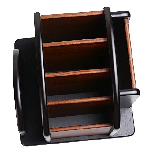 Wooden Desk Organizer, Desktop Office Supplies Storage Remote Control Caddy Holder (6-Compartment) - view 4
