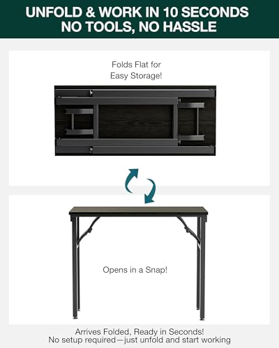 Small Folding Computer Desk – Portable 35.8 Inch Foldable Laptop Table, Collapsible and Compact for Easy Storage and Fast Setup, Lightweight for Small Spaces, Craft and Study Use, Dark Oak - view 3