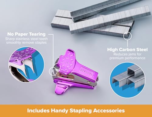 Heavy Duty Stapler Value Pack, 40 Sheet Capacity, Metallic Purple - view 6