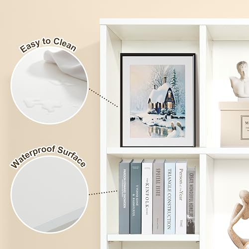 3 Tier Desktop Bookshelf with Rechargeable Eye-Friendly LED Desk Light, Desk Hutch Organizer with 5 Shelves, Wooden Desk Bookshelf for Office, Dorm and Small Space, White - view 7