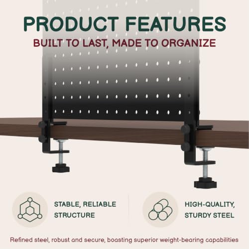 Clamp On Desk Pegboard 32" x 12" with Accessories Black - view 3