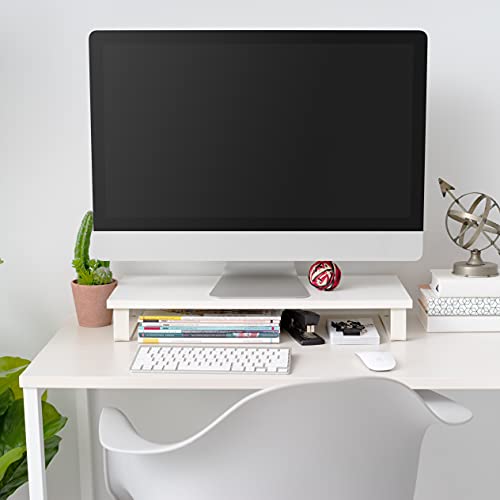 1-Tier Monitor Stand with Metal Legs Desktop Organizer, White - view 4