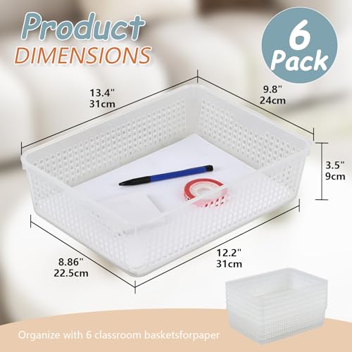 6-Pack Clear Plastic Paper Storage Baskets, File Storage Tray - view 2