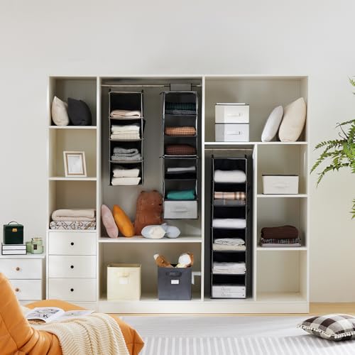Hanging Closet Organizer and Storage for Clothes, 4-Shelf, Grey - view 2