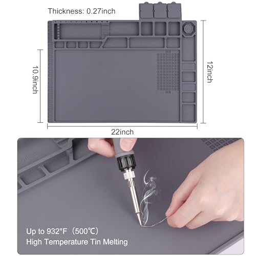 Premium Heat Resistant 932°F Magnetic Soldering Mat, 17.3'' x 11.8'' Electronics Repair Work Mat for Soldering, Electronics Computer Cellphone Repair, BGA Soldering Gun Iron Workbench Protection - view 6