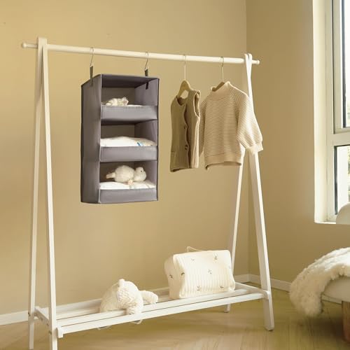 3-Shelf Hanging Closet Organizer, Foldable Storage, Gray - view 6