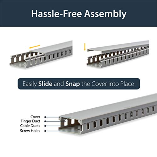 5.6ft Server Rack Cable Management - Customizable 2in x 1in Open Slot Network & Data Finger Duct Wire Raceway Organizer w/Cover (AD105X1) (Pack of 3) - view 4