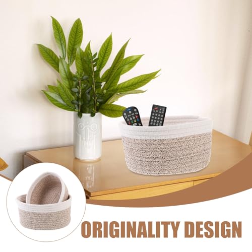 2pcs Cotton Rope Storage Basket with Lid Makeup Brushes and Sundries - view 3